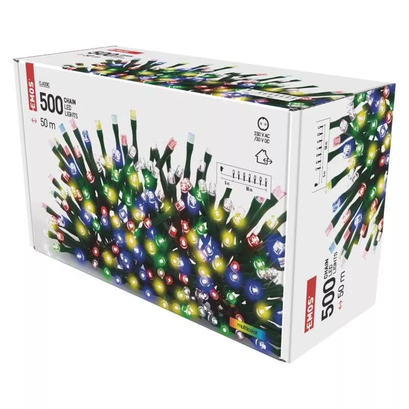 Lampki choinkowe, multikolor - 500LED XMAS 50M + Timer - EMOS